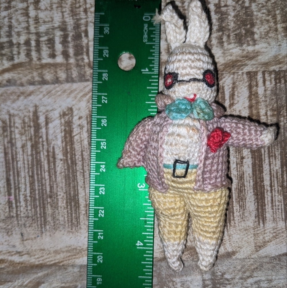 Crocheted Vintage Animals Circa 1970's Handmade Cats, Pig, Rabbit & Bear 6pc Set - Picture 12 of 16